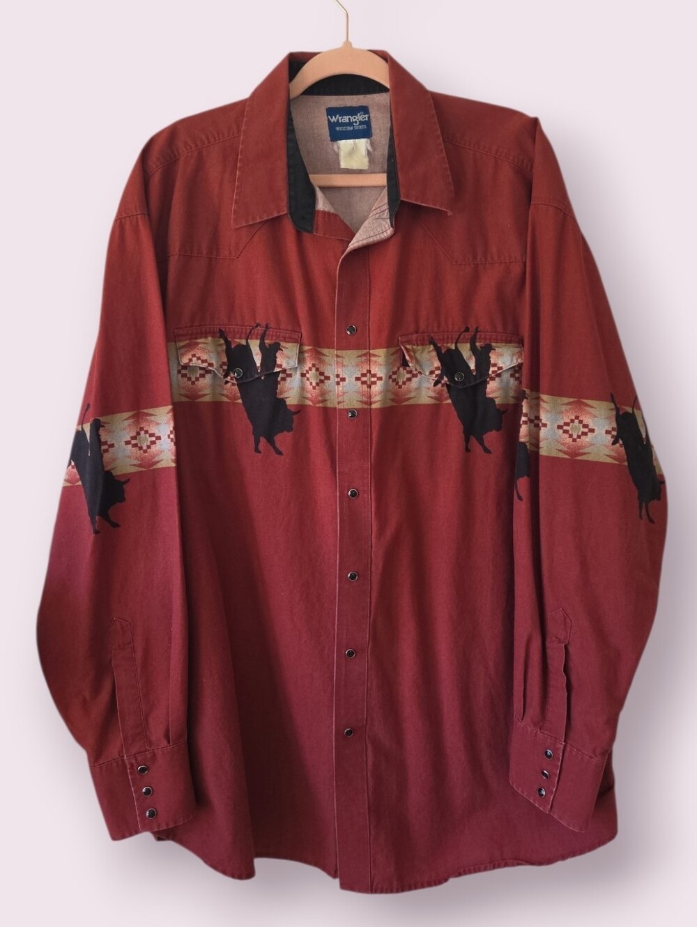Vintage Pearl Snap Bull Riding Rodeo Western Shirt Size Men's 2XLT